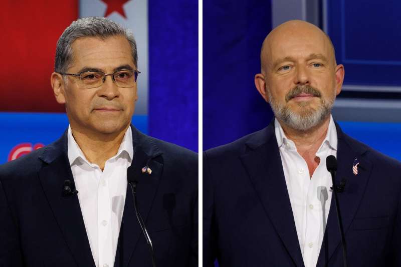 A split screen of the two candidates in California's governor race