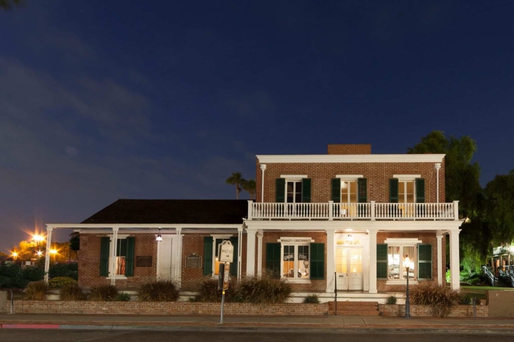 exterior shot of the Whaley House, a haunted house in San Diego